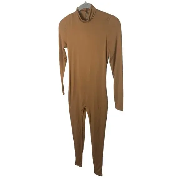 Bumpsuit Penelope Maternity Jumpsuit Turtleneck Long Sleeve Mocha Pregnant Sz S